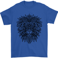 Mandala Lion Mens T-Shirt 100% Cotton Royal Blue