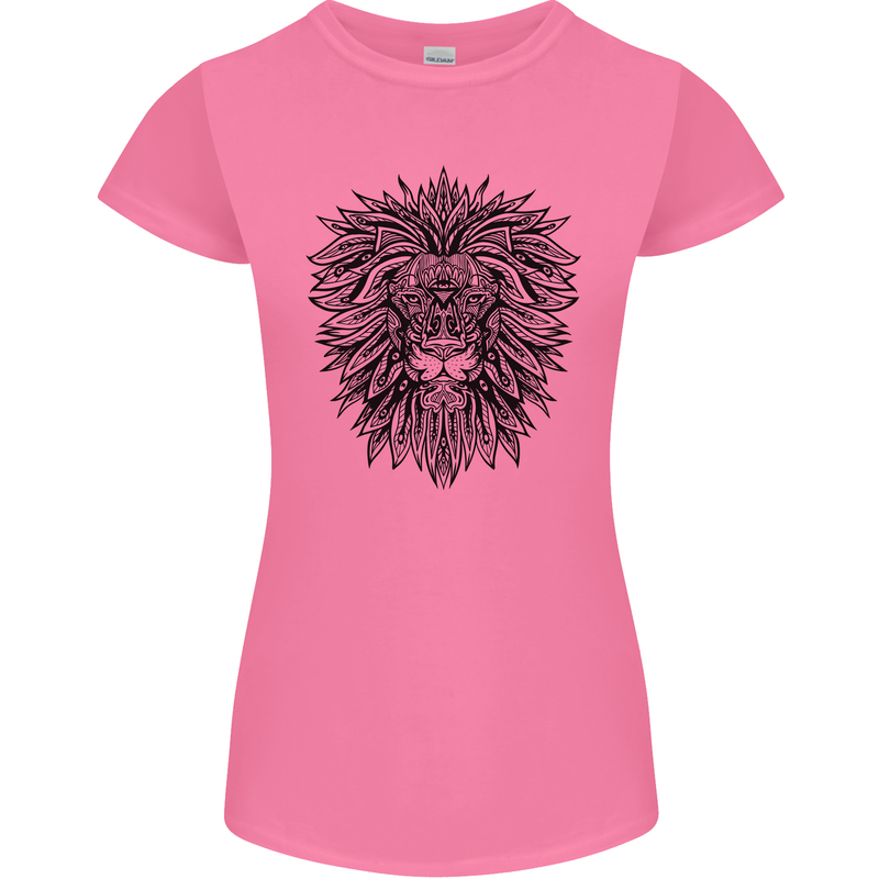 Mandala Lion Womens Petite Cut T-Shirt Azalea