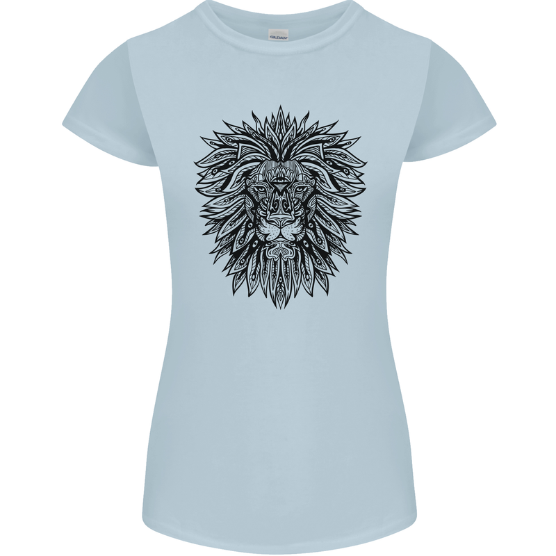 Mandala Lion Womens Petite Cut T-Shirt Light Blue