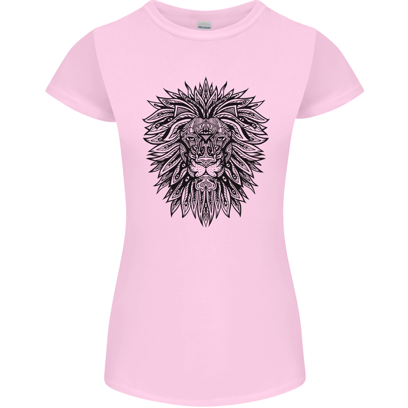 Mandala Lion Womens Petite Cut T-Shirt Light Pink