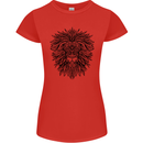 Mandala Lion Womens Petite Cut T-Shirt Red