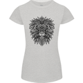 Mandala Lion Womens Petite Cut T-Shirt Sports Grey