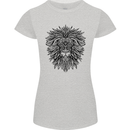 Mandala Lion Womens Petite Cut T-Shirt Sports Grey