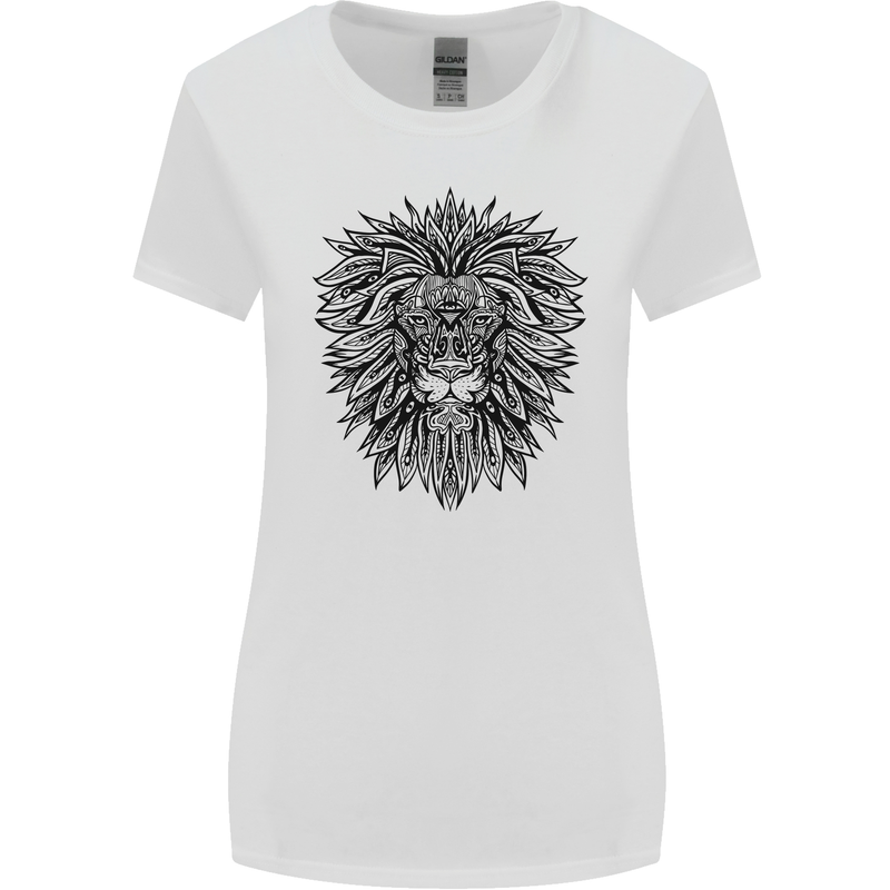 Mandala Lion Womens Wider Cut T-Shirt White