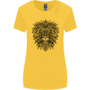 Mandala Lion Womens Wider Cut T-Shirt Yellow