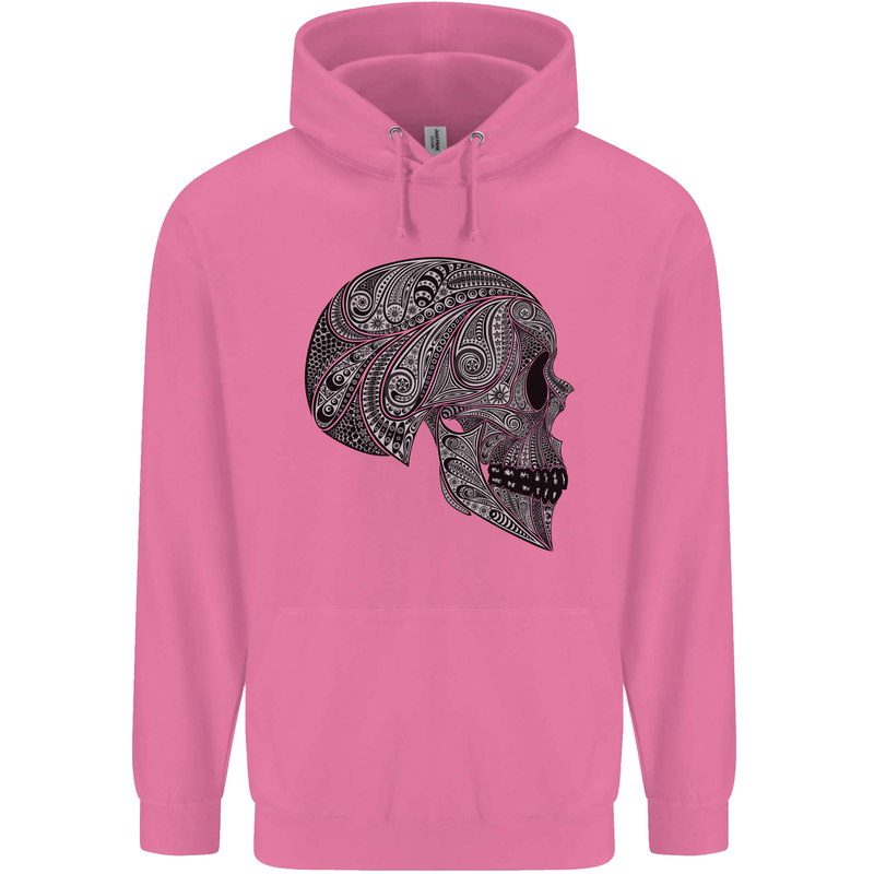 Mandala Skull Gothic Biker Motorbike Childrens Kids Hoodie Azalea