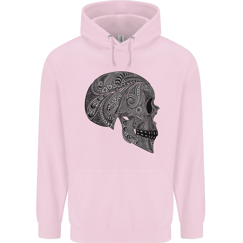 Mandala Skull Gothic Biker Motorbike Childrens Kids Hoodie Light Pink