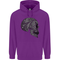 Mandala Skull Gothic Biker Motorbike Childrens Kids Hoodie Purple