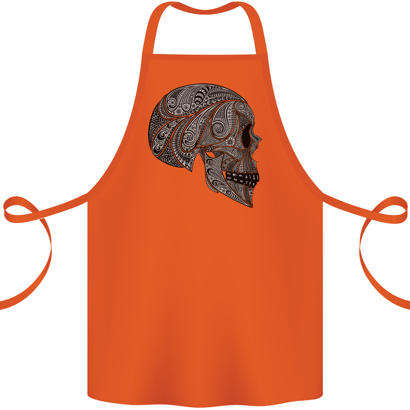 Mandala Skull Gothic Biker Motorbike Cotton Apron 100% Organic Orange