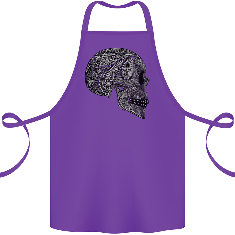 Mandala Skull Gothic Biker Motorbike Cotton Apron 100% Organic Purple
