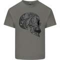 Mandala Skull Gothic Biker Motorbike Kids T-Shirt Childrens Charcoal