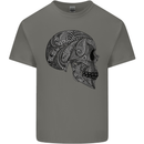 Mandala Skull Gothic Biker Motorbike Kids T-Shirt Childrens Charcoal