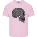 Mandala Skull Gothic Biker Motorbike Kids T-Shirt Childrens Light Pink