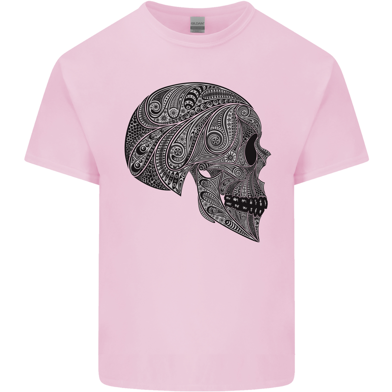 Mandala Skull Gothic Biker Motorbike Kids T-Shirt Childrens Light Pink