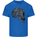 Mandala Skull Gothic Biker Motorbike Kids T-Shirt Childrens Royal Blue