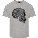 Mandala Skull Gothic Biker Motorbike Kids T-Shirt Childrens Sports Grey