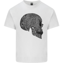 Mandala Skull Gothic Biker Motorbike Kids T-Shirt Childrens White