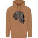 Mandala Skull Gothic Biker Motorbike Mens 80% Cotton Hoodie Caramel Latte