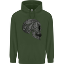 Mandala Skull Gothic Biker Motorbike Mens 80% Cotton Hoodie Forest Green