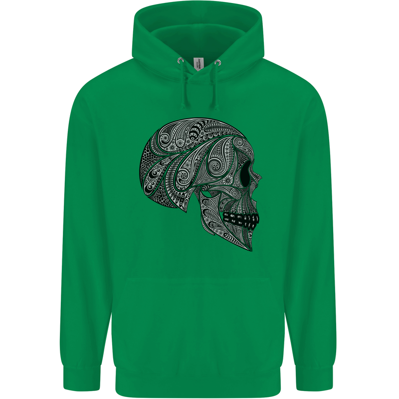 Mandala Skull Gothic Biker Motorbike Mens 80% Cotton Hoodie Irish Green