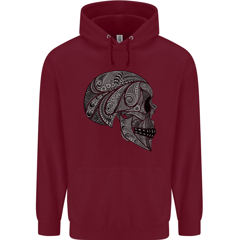 Mandala Skull Gothic Biker Motorbike Mens 80% Cotton Hoodie Maroon
