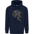 Mandala Skull Gothic Biker Motorbike Mens 80% Cotton Hoodie Navy Blue