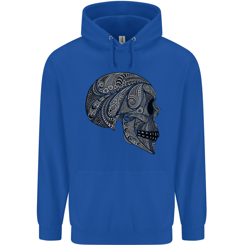 Mandala Skull Gothic Biker Motorbike Mens 80% Cotton Hoodie Royal Blue