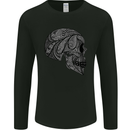 Mandala Skull Gothic Biker Motorbike Mens Long Sleeve T-Shirt Black