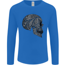 Mandala Skull Gothic Biker Motorbike Mens Long Sleeve T-Shirt Royal Blue