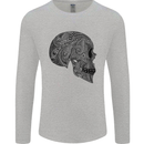 Mandala Skull Gothic Biker Motorbike Mens Long Sleeve T-Shirt Sports Grey
