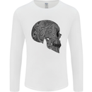 Mandala Skull Gothic Biker Motorbike Mens Long Sleeve T-Shirt White