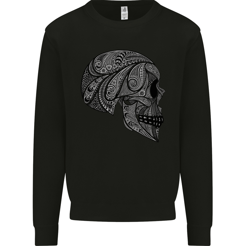 Mandala Skull Gothic Biker Motorbike Mens Sweatshirt Jumper Black