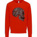 Mandala Skull Gothic Biker Motorbike Mens Sweatshirt Jumper Bright Red