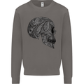 Mandala Skull Gothic Biker Motorbike Mens Sweatshirt Jumper Charcoal