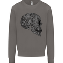 Mandala Skull Gothic Biker Motorbike Mens Sweatshirt Jumper Charcoal