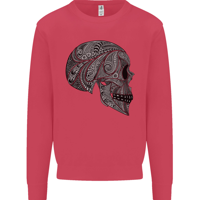 Mandala Skull Gothic Biker Motorbike Mens Sweatshirt Jumper Heliconia