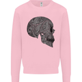 Mandala Skull Gothic Biker Motorbike Mens Sweatshirt Jumper Light Pink