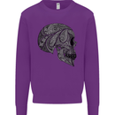 Mandala Skull Gothic Biker Motorbike Mens Sweatshirt Jumper Purple