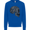 Mandala Skull Gothic Biker Motorbike Mens Sweatshirt Jumper Royal Blue