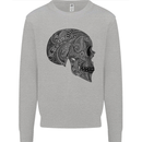Mandala Skull Gothic Biker Motorbike Mens Sweatshirt Jumper Sports Grey