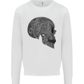 Mandala Skull Gothic Biker Motorbike Mens Sweatshirt Jumper White
