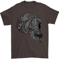 Mandala Skull Gothic Biker Motorbike Mens T-Shirt Cotton Gildan Dark Chocolate