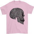 Mandala Skull Gothic Biker Motorbike Mens T-Shirt Cotton Gildan Light Pink