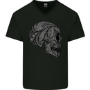 Mandala Skull Gothic Biker Motorbike Mens V-Neck Cotton T-Shirt Black