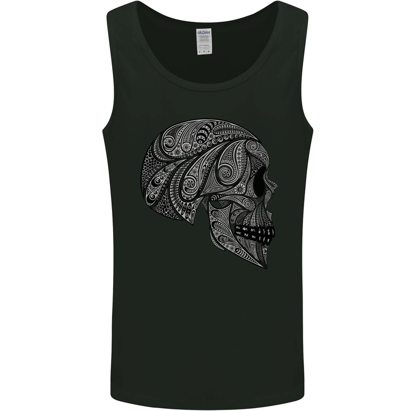 Mandala Skull Gothic Biker Motorbike Mens Vest Tank Top Black