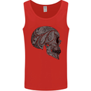 Mandala Skull Gothic Biker Motorbike Mens Vest Tank Top Red