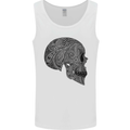 Mandala Skull Gothic Biker Motorbike Mens Vest Tank Top White