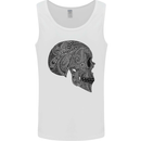 Mandala Skull Gothic Biker Motorbike Mens Vest Tank Top White