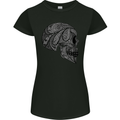Mandala Skull Gothic Biker Motorbike Womens Petite Cut T-Shirt Black