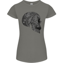 Mandala Skull Gothic Biker Motorbike Womens Petite Cut T-Shirt Charcoal